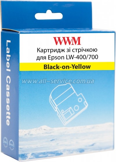 �������� WWM ��� Epson LW-400/ 700 18mm � 8m Black-on-Yellow (WWM-SC18Y)