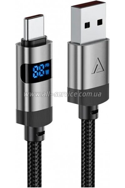 ���� ������ USB 2.0 AM to USB-C 1.2m digital display braided C15-04 black Acefast (6974316283737)