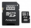   8GB GOODRAM microSDHC Class 4 + SD  RETAIL 9 (SDU8GHCAGRR9)