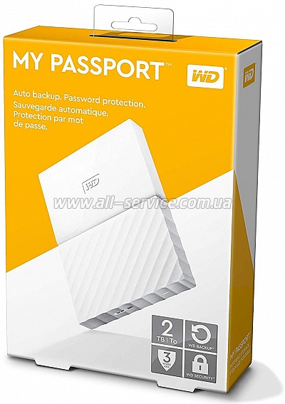  2TB WD My Passport 2.5" USB 3.0 White (WDBS4B0020BWT-WESN)