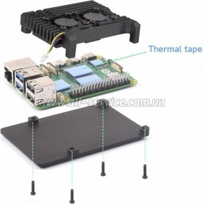     KUONGSHUN for Raspberry Pi 5 Alu 2 fans (RA787)