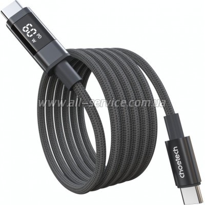 ���� ������ USB-C to USB-C 1.2m PD60W digital display nylon gray Choetech (XCC-1068-GY)