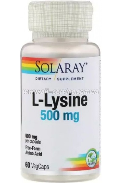 Аминокислота Solaray L-Лизин, L-Lysine, 500 мг, 60 Капсул (SOR-04940) Аминокислота Solaray L-Лизин, L-Lysine, 500 мг, 60 Капсул (SOR-04940)