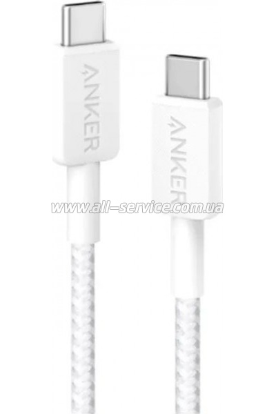 Дата кабель USB-C to USB-C 1.8m 322 White Anker (A81F6H21) Дата кабель USB-C to USB-C 1.8m 322 White Anker (A81F6H21)