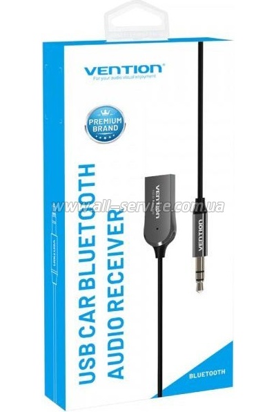 FM  Vention AUX TRS 3.5 USB Bluetooth 5.0 Coiled Cable 1.5M Gray Zinc (NAGHG)