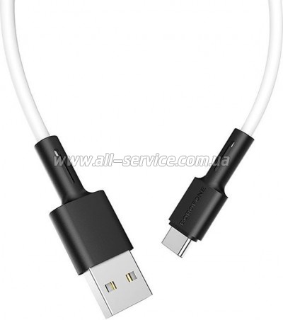 ���� ������ USB 2.0 AM to USB-C 1.0m 3A silicone BX31 white BOROFONE (6931474710406)