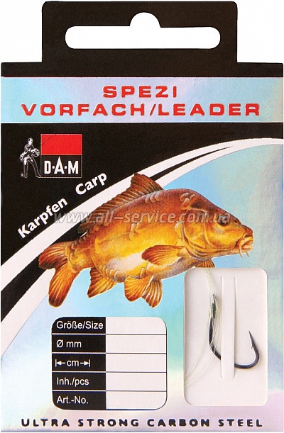 Крючок с поводком DAM Spezi Carp (карп) №6 10шт. (black nickel) (6892006) Крючок с поводком DAM Spezi Carp (карп) №6 10шт. (black nickel) (6892006)