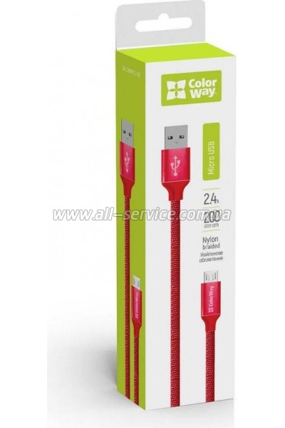 ���� ������ USB 2.0 AM to Micro 5P 2.0m red ColorWay (CW-CBUM009-RD)