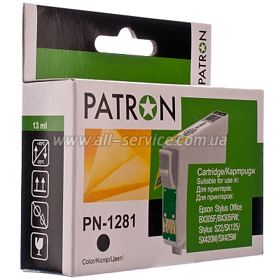 КАРТРИДЖ EPSON T1281 (PN-1281) BLACK PATRON КАРТРИДЖ EPSON T1281 (PN-1281) BLACK PATRON