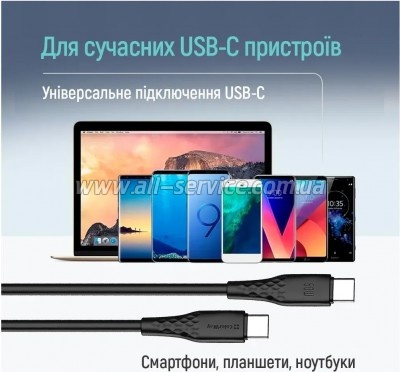 ���� ������ USB-C to USB-C 1.0m 3A 60W textured PVC black ColorWay (CW-CBPDCC094-BK)