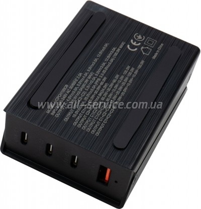 �������� ������� Vinga GaN 100W PD+QC 3C1A ports 1.2m (VCPCH100CB)