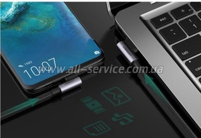 ���� ������ USB 2.0 AM to USB-C 0.5m 3A 90� corner US176 black Ugreen (20855)
