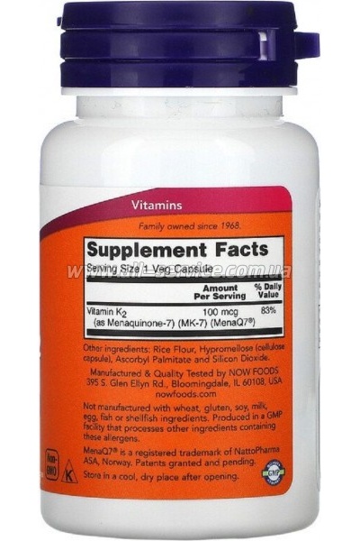  Now Foods  -2, K-2 (MK7), 100 ,60   (NOW-00992)