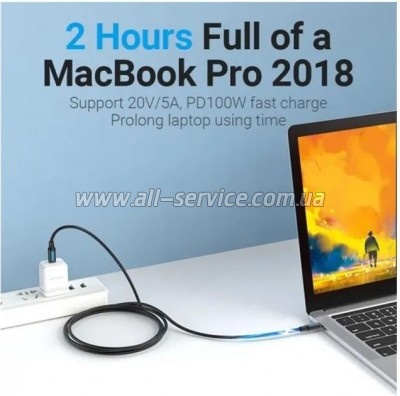 ���� ������ USB-C to USB-C 1.5m 5A black Vention (COTBG)