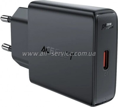 �������� ������� Acefast A65 USB-C PD 20W GaN ultra-thin Black (6974316282686)