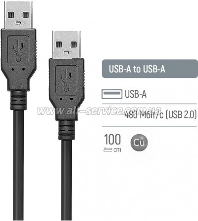 ���� ������ USB 2.0 AM/AM 1.0m black ColorWay (CW-CBUU071-BK)