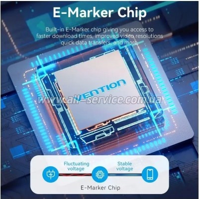 ���� ������ Thunderbolt 4 USB-C to USB-C 1.0m 240W Gray Aluminum Alloy VENTION (TAVHF)