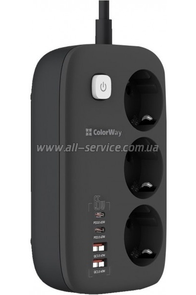 ������� ������ ������� ColorWay CW-CHE34PDB 3 ���/ 4USB GaN3 Pro (CW-CHE34PDB)