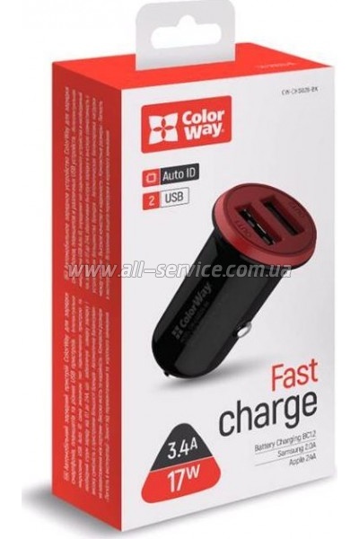   ColorWay 2USB AUTO red/black (CW-CHA026-BK)