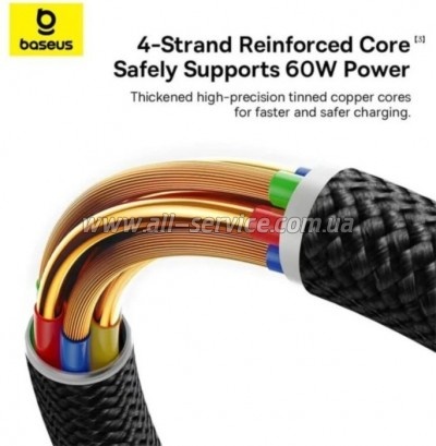 ���� ������ USB AM to USB-C 2.0m 60W black/gold Baseus (P10377802U01-02)