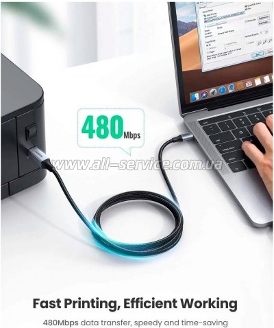 ������ ��� �������� USB-C 2.0 to BM 1.0m black Ugreen (45034)