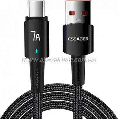 ���� ������ USB 2.0 AM to USB-C 0.5m 7A 100W black Essager (EXC7A-CGB01-P)