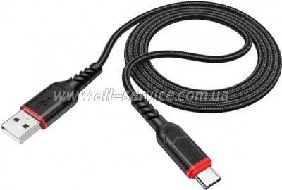 ���� ������ USB 2.0 AM to USB-C 1.0m 3A nylon X59 black HOCO (6931474744920)