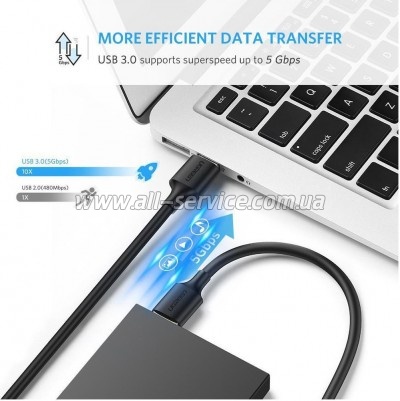 ���� ������ USB 3.0 AM/AM 1.0m US128 black Ugreen (10370)