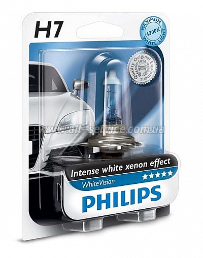   Philips H7 WhiteVision +60%, 4300 (12972WHVB1)