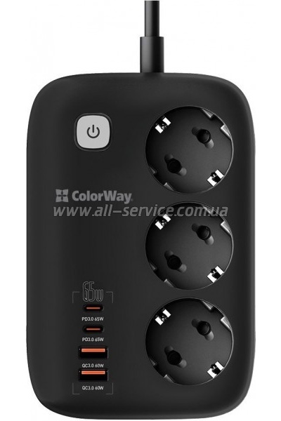 Сетевой фильтр ColorWay CW-CHE34PDB 3 роз/ 4USB GaN3 Pro (CW-CHE34PDB) Сетевой фильтр ColorWay CW-CHE34PDB 3 роз/ 4USB GaN3 Pro (CW-CHE34PDB)