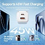 �������� ������� Vention 1xUSB-C PD70W + 1xUSB QC3.0 22.5W GaN transparent gray (FCGH0-EU)