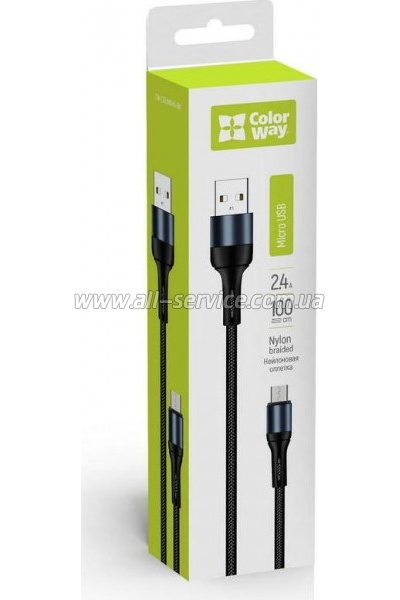 ���� ������ USB 2.0 AM to Micro 5P 1.0m nylon black ColorWay (CW-CBUM045-BK)