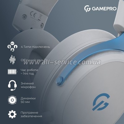 �������� GamePro Asgard Skadi Wireless White/Blue (HSW191WB)