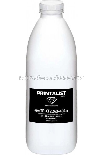 Тонер PRINTALIST HP LJ Pro M402/ M403/ M426/ M427 бутль 400г (TR-CF226X-400-PL) Тонер PRINTALIST HP LJ Pro M402/ M403/ M426/ M427 бутль 400г (TR-CF226X-400-PL)
