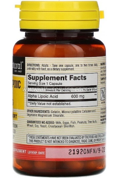  Mason Natural -  600 , Alpha-Lipoic Acid, 30  (MAV-17228)