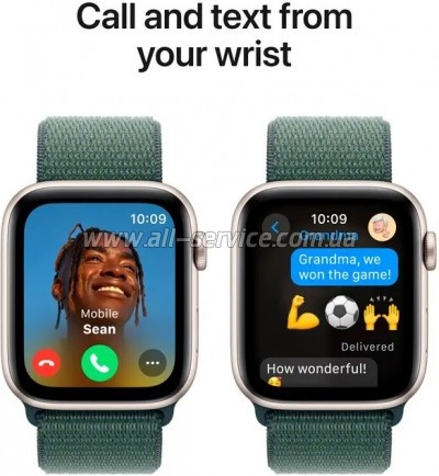 - Apple Watch SE 2024 GPS 44mm Starlight Aluminium Case with Lake Green Sport Loop (MXEW3QH/A)