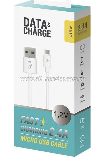 ���� ������ USB 2.0 AM to Micro 5P 1.2m white Piko (1283126496172)