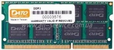 Модуль памяти для ноутбука SoDIMM DDR3L 8GB 1600 Mhz Dato (DT8G3DSDLD16) Модуль памяти для ноутбука SoDIMM DDR3L 8GB 1600 Mhz Dato (DT8G3DSDLD16)