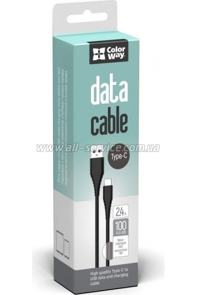 ���� ������ USB 2.0 AM to USB-C 1.0m black ColorWay (CW-CBUC026-BK)