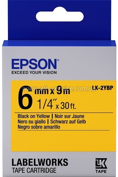 �������� Epson LK2YBP LW-300/ 400/ 400VP/ 700 Pastel Black/ Yellow 6mm x 9m Black-on-White (C53S652002)