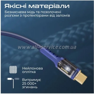 ���� ������ USB-C to USB-C 1.2m Promate (lucidline-cc120.navy)