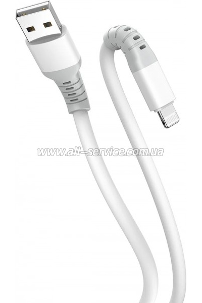 ���� ������ USB 2.0 AM to Lightning 1.0m 3A liquid silicone white ColorWay (CW-CBUL093-WT)