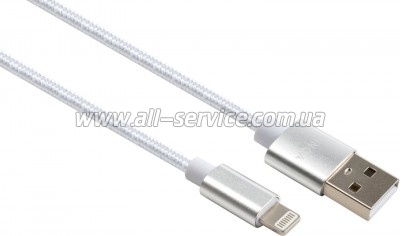 ���� ������ USB 2.0 AM to Lightning 1m nylon silver Vinga (VCPDCLNB1S)