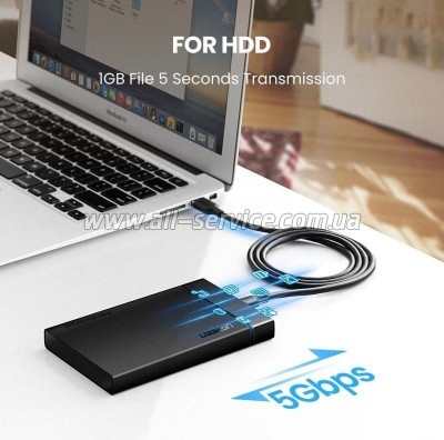 ���� ������ USB 3.0 AM to USB-C 0.5m 3A US184 black Ugreen (20881)