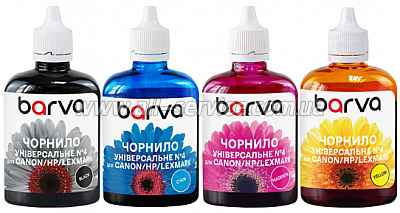 Комплект чернил Barva Canon/ HP/ Lexmark Universal №4 B/C/M/Y 90 г (CU4-090-MP) Комплект чернил Barva Canon/ HP/ Lexmark Universal №4 B/C/M/Y 90 г (CU4-090-MP)