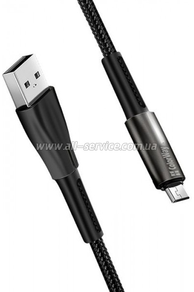   ColorWay USB 2.0 AM to Micro 5P 1.0m zinc alloy + led black (CW-CBUM035-BK)