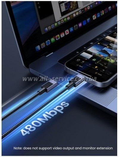 ���� ������ USB-C to USB-C 1.0m 240W 480Mbps black Ugreen (45067)