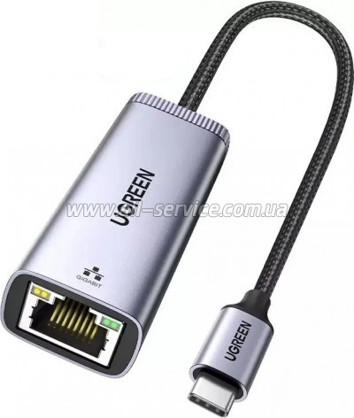 ������� USB-C to RJ45 Ethernet 1000Mbps gray Ugreen (40322)