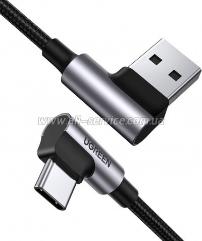 ���� ������ USB 2.0 AM to USB-C 3.0m 3A 90� corner US176 black Ugreen (70875)