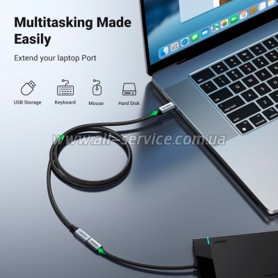 ���� ������ Ugreen USB-C M/F 1.0m 5A 10Gbps USB 3.1 black (30205)